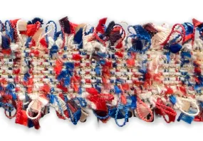 1 3/8" Crimson, Marine Blue & Gold Woven Trim (Made in France)