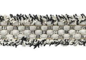 1" Snow & Coal & Matallic Gold Woven Trim (Made in France)