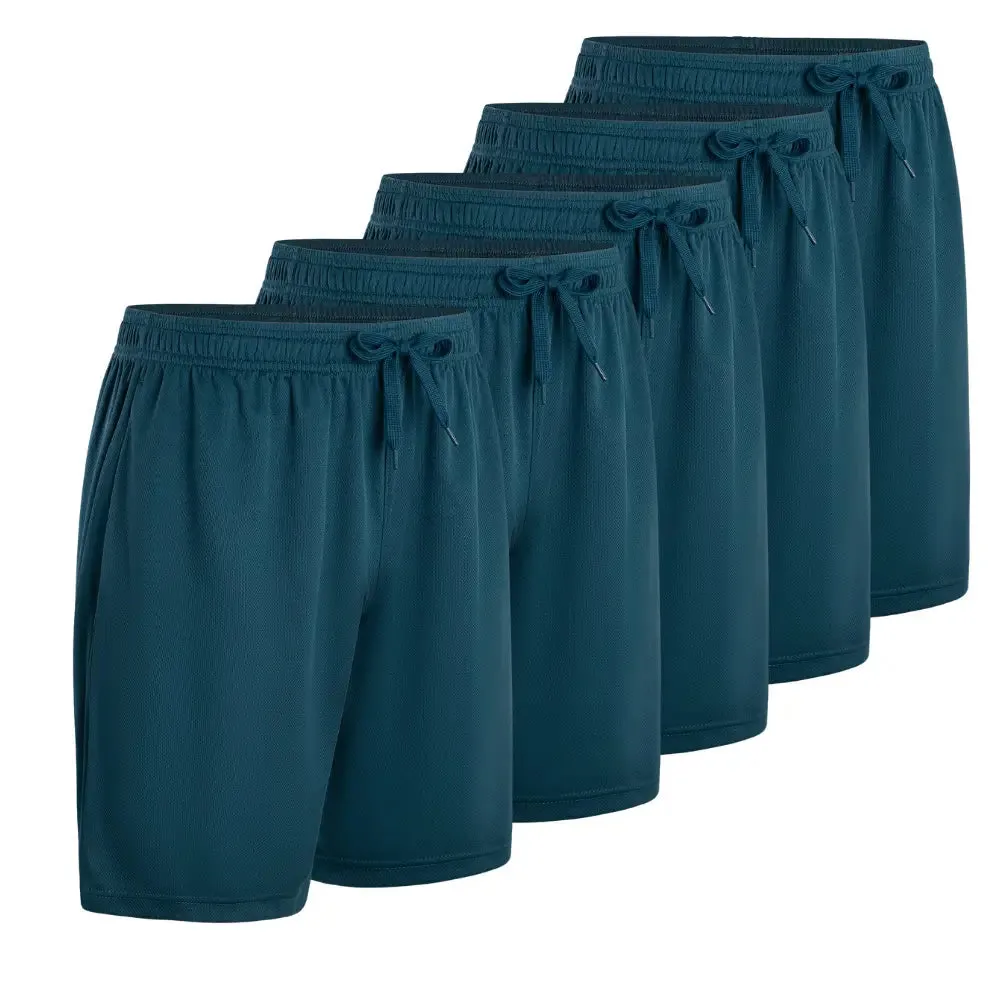 5-Pack Men's Quick-Dry Shorts(With Side Pockets)