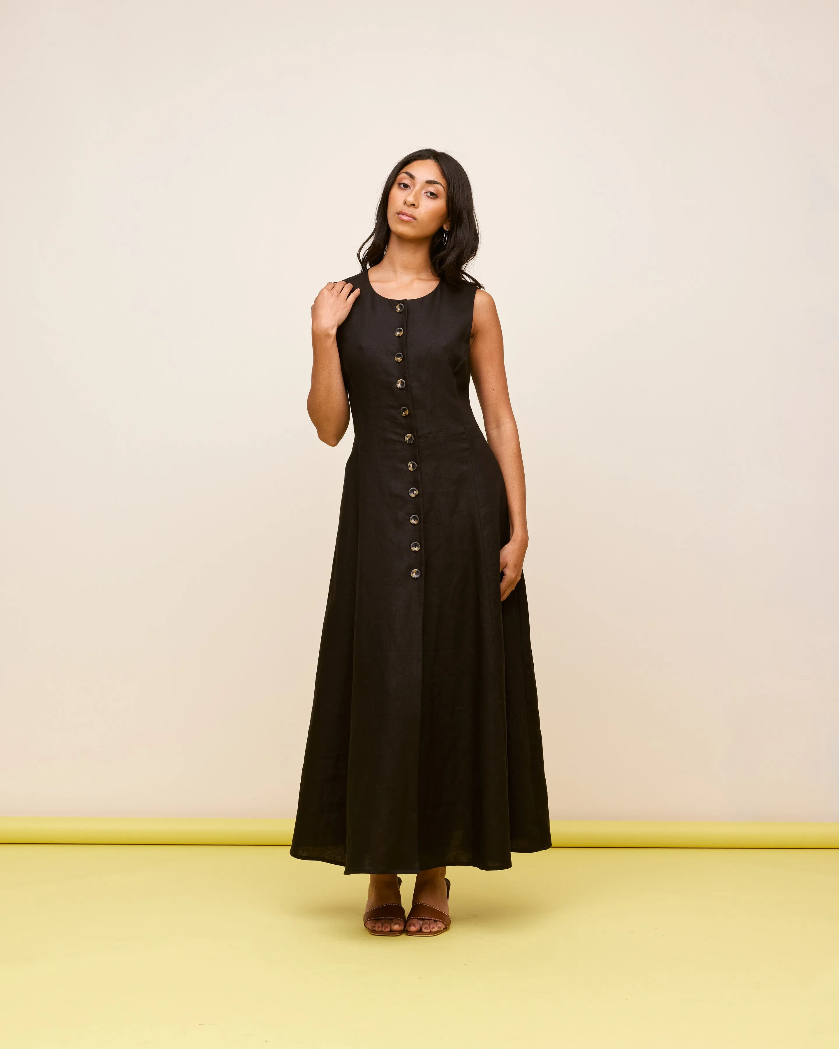 ALIZA LINEN DRESS BLACK