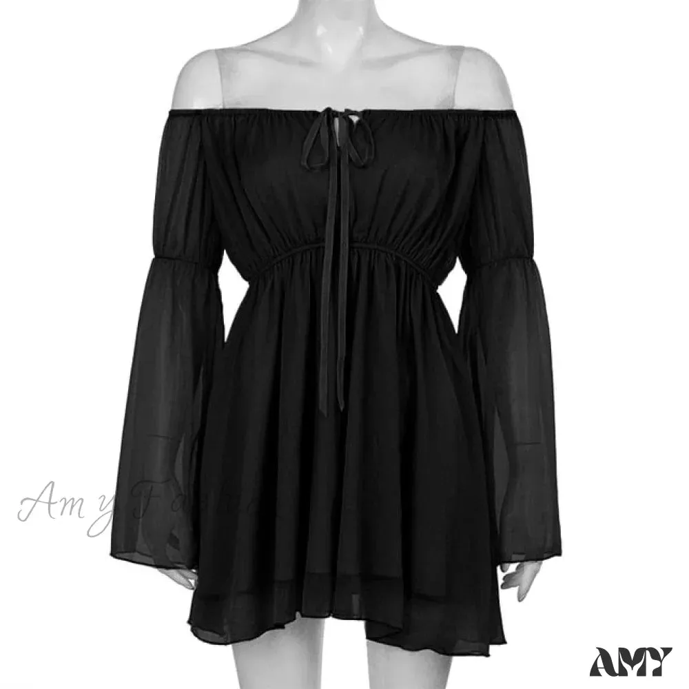 Amy Fashion - Vintage Flare Sleeve Party Bandage Mini Dress