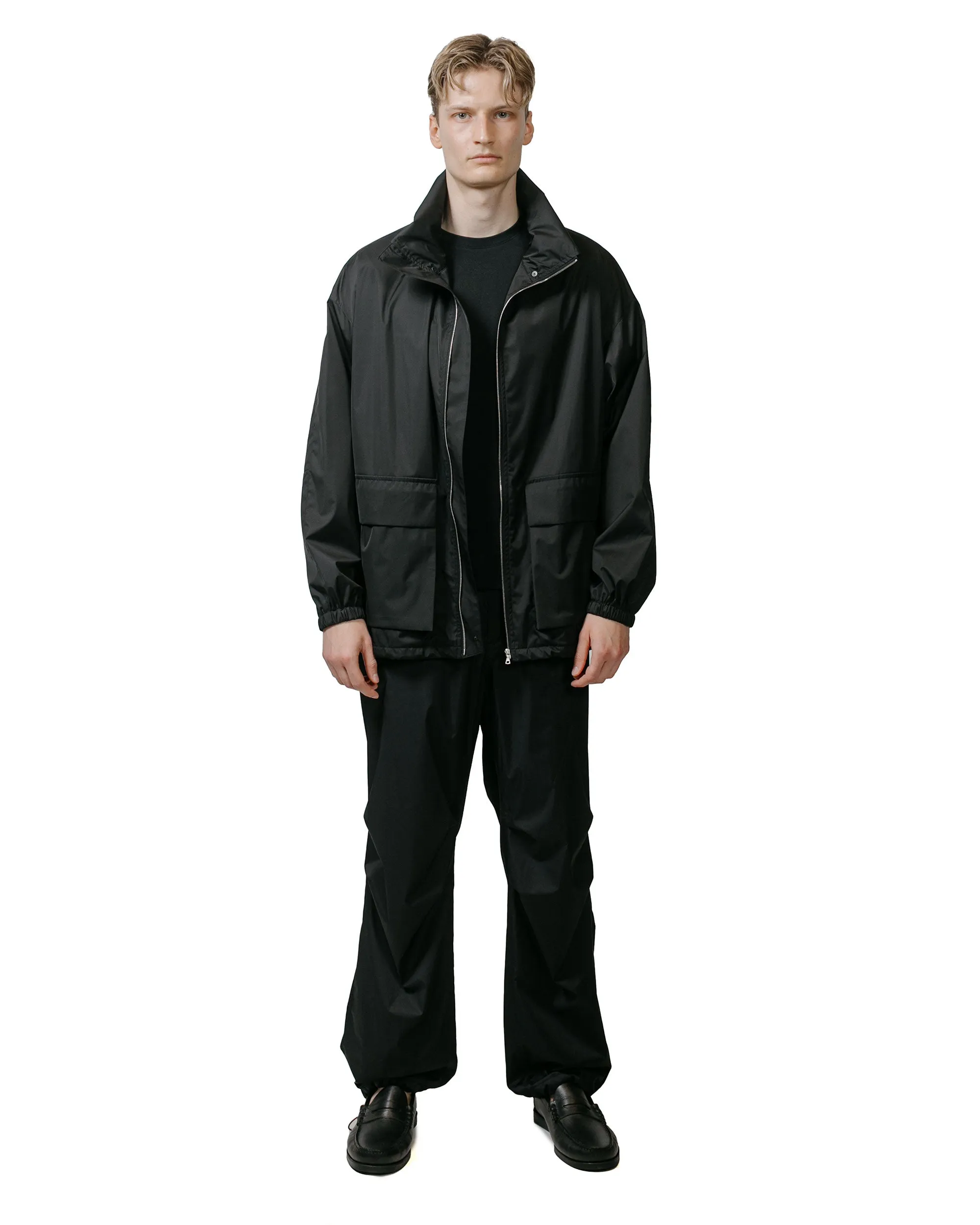 Auralee Hard Twist Polyester Satin Laminate Zip Blouson Black