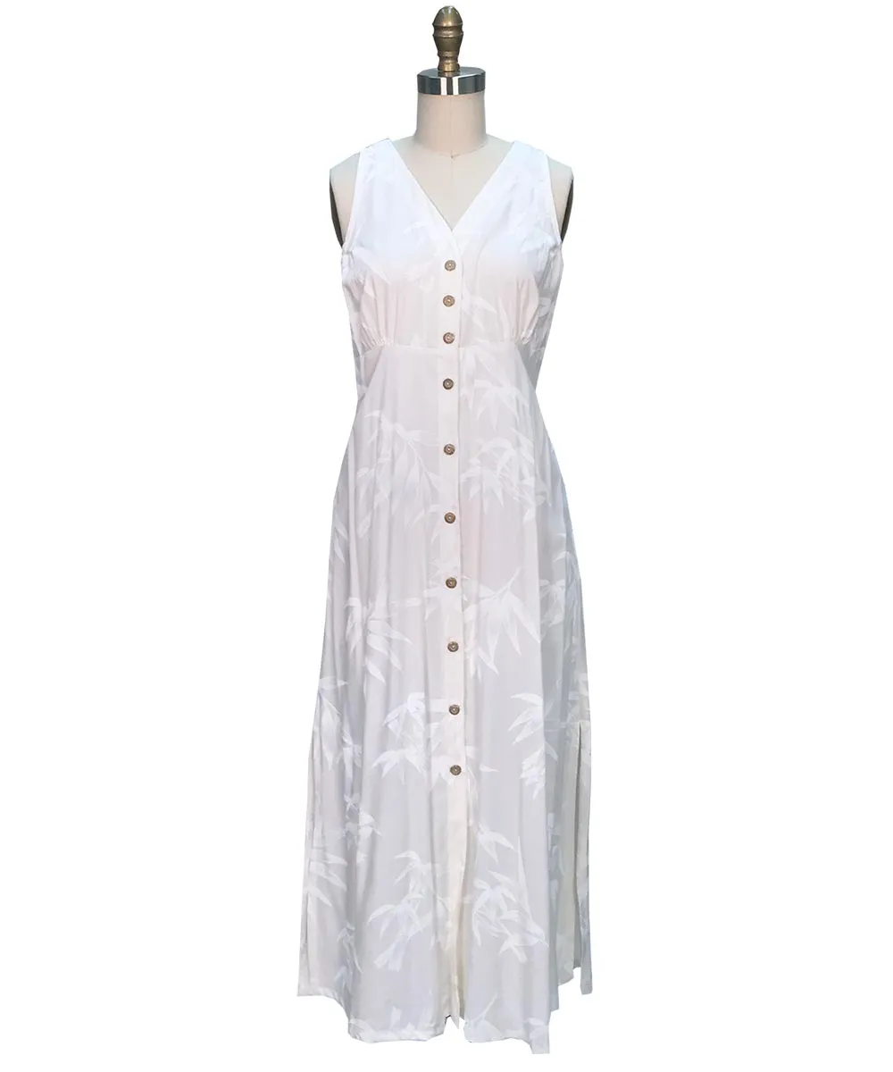 Bamboo Garden White Button Front Tank Dress