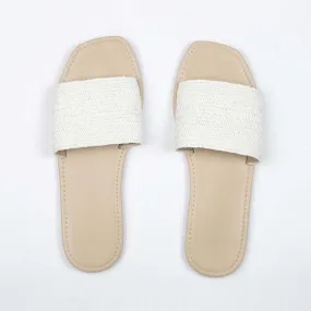 Betty Basics Raffia Slide in White