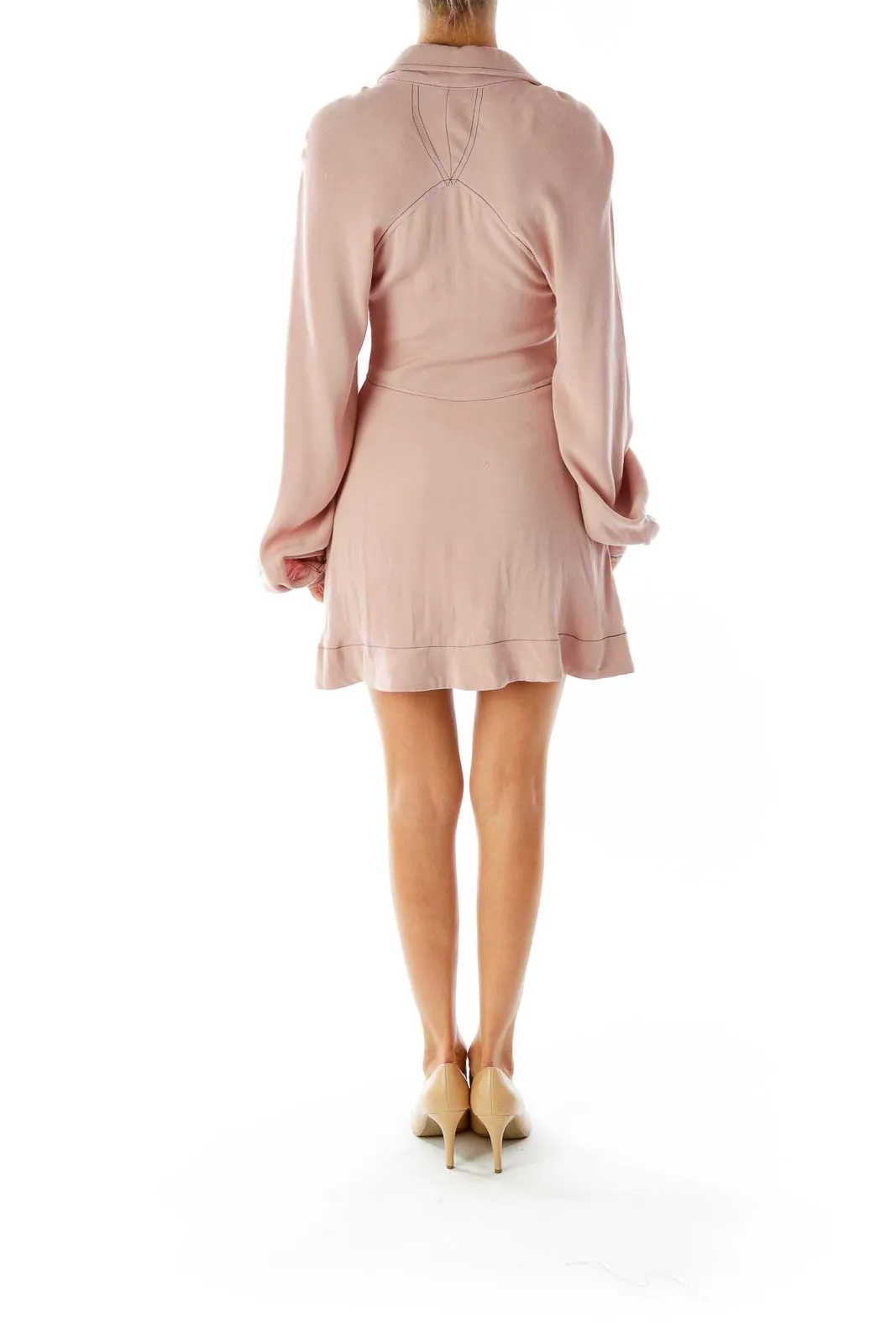 Blush Button-Front Mini Dress with Collar