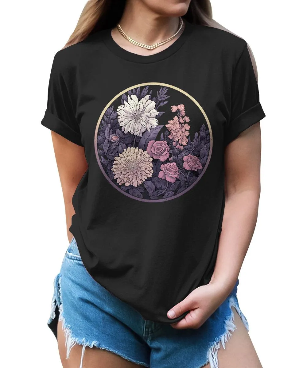 Botanical Floral Moon Graphic Tees For Womens