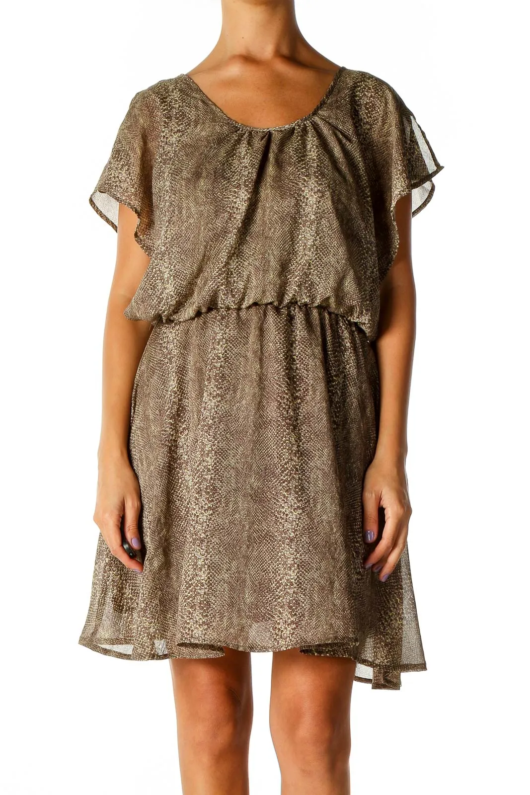 Brown Animal Print Bohemian Fit & Flare Dress