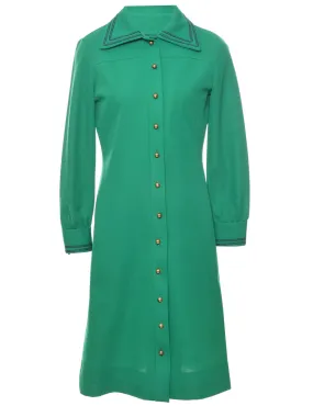 Button Front Green Dress - M