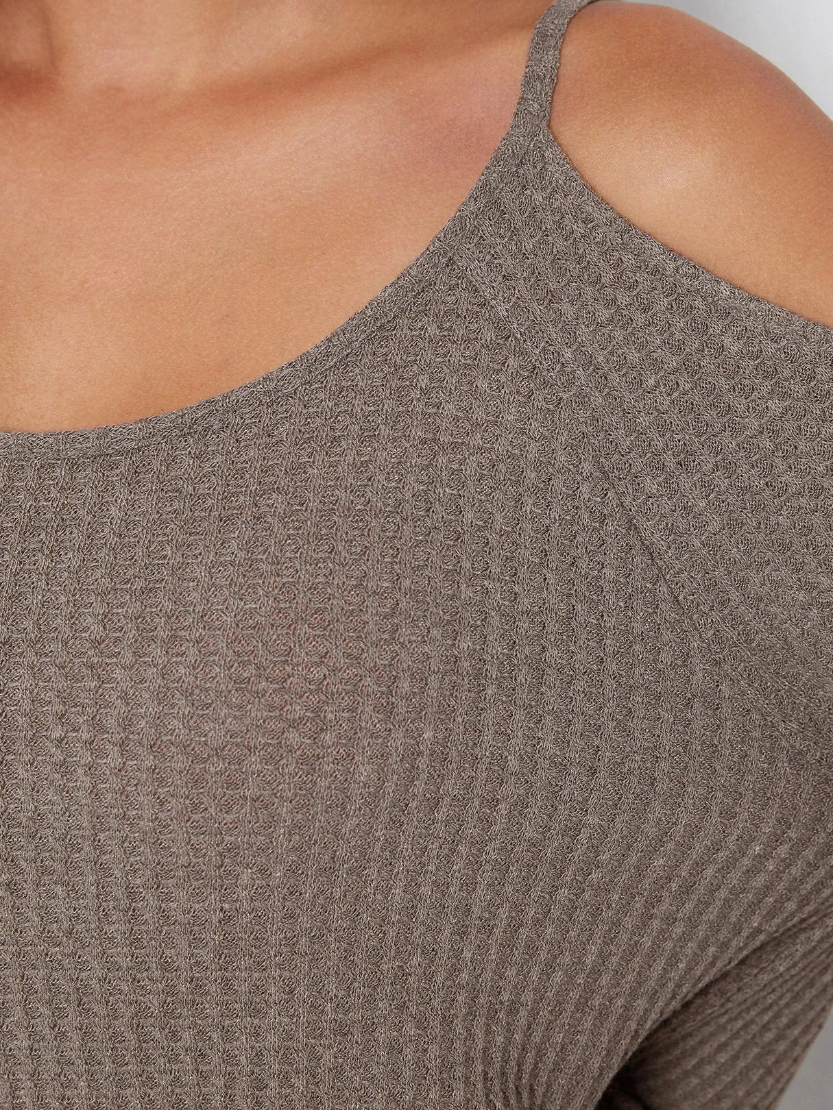 Custom Cold Shoulder Plain Long Sleeve Grey Top