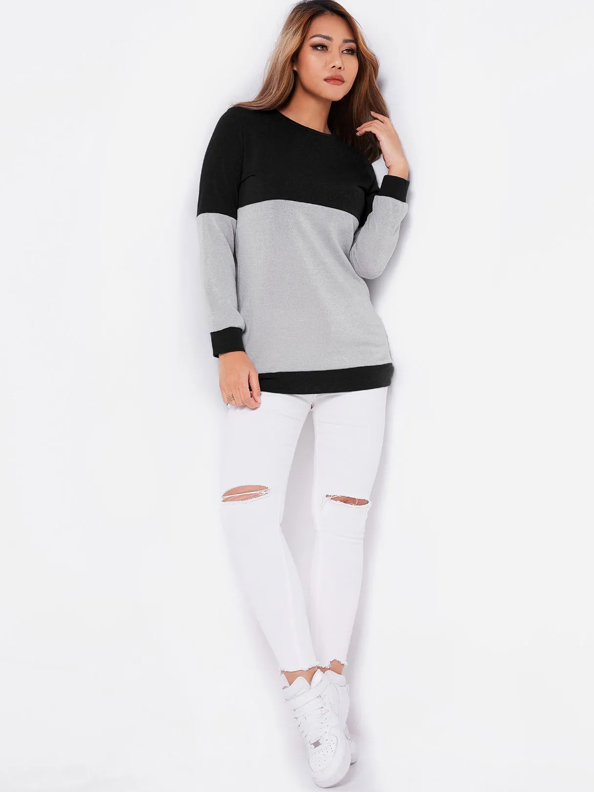 Custom Round Neck Plain Long Sleeve Tee