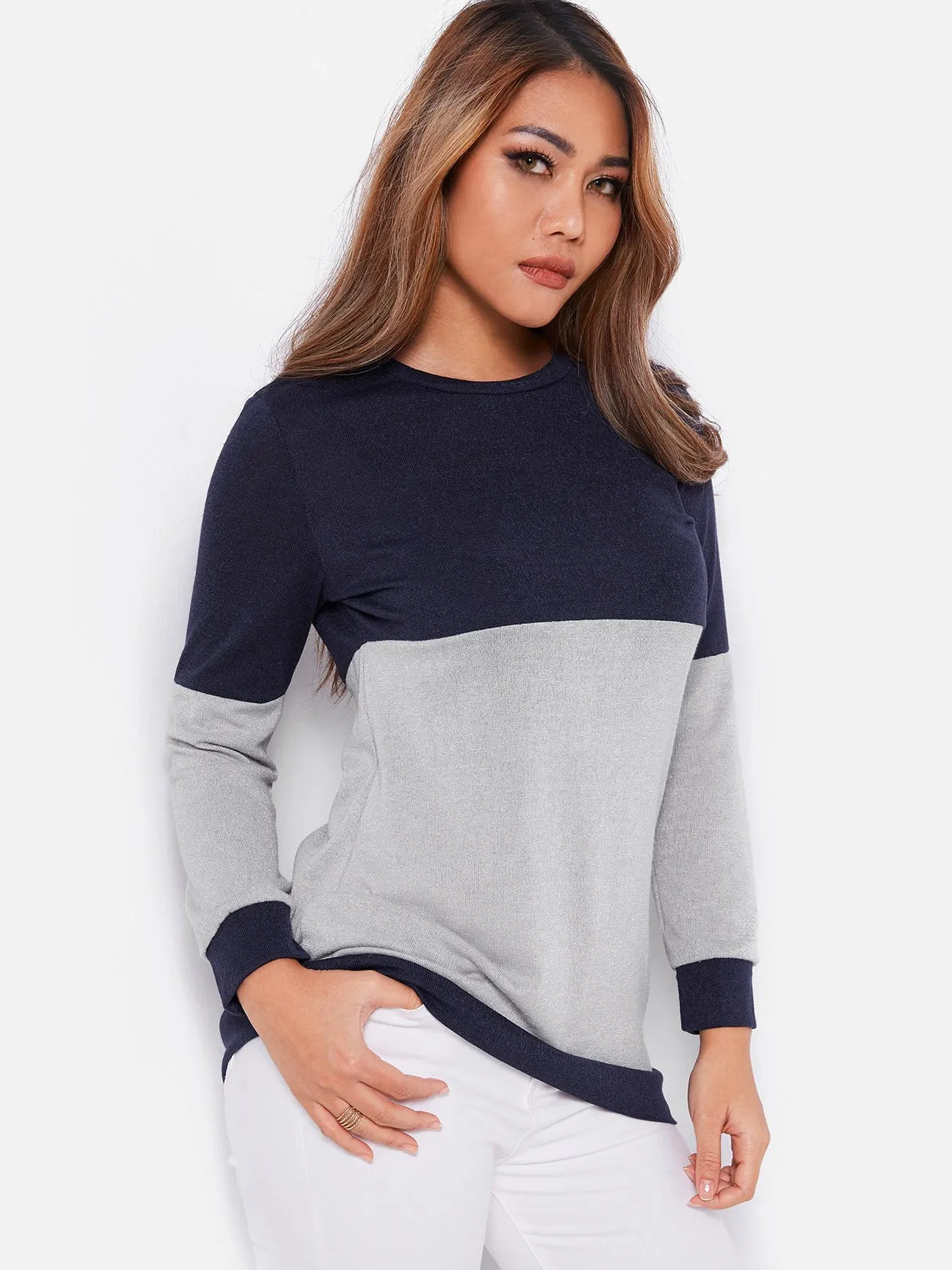 Custom Round Neck Plain Long Sleeve Tee