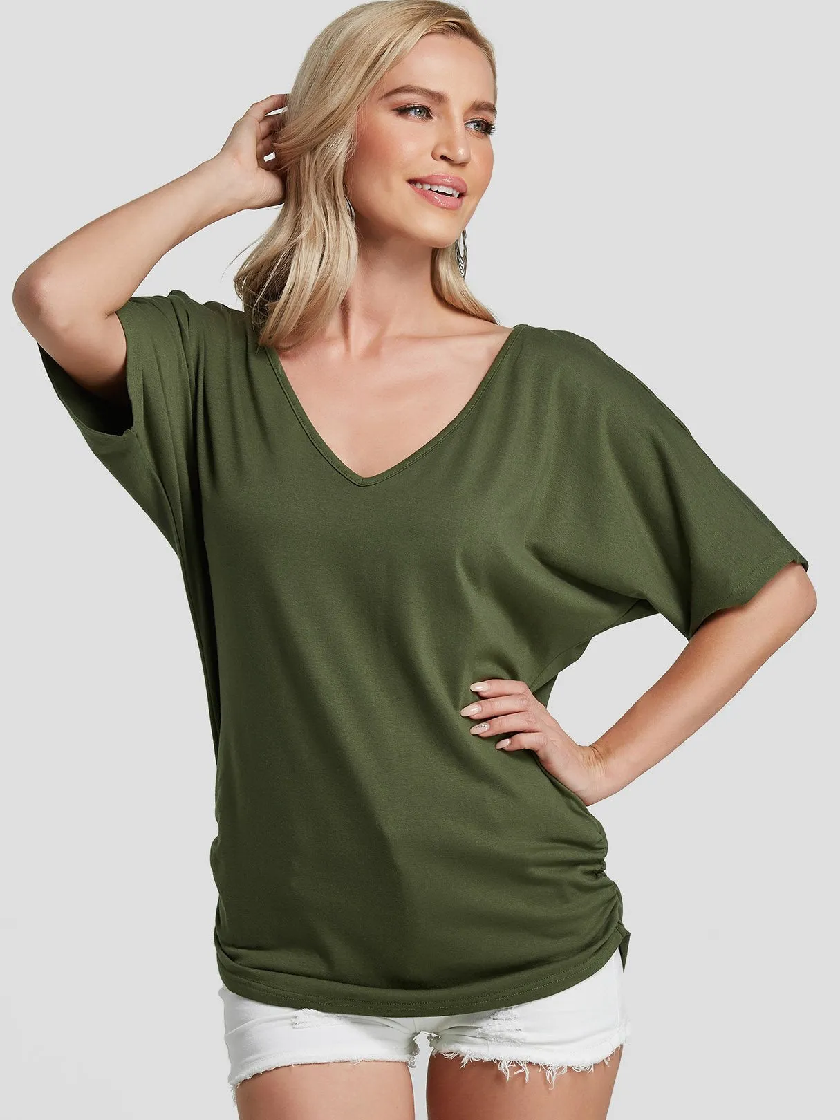 Custom V-Neck Plain Half Sleeve T-Shirts