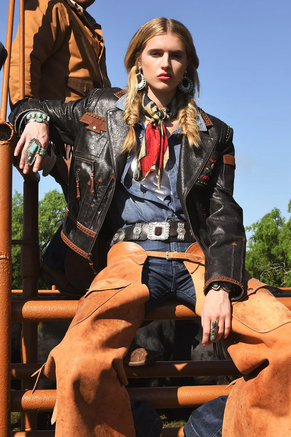 Double D Ranchwear Buffalo Chase Biker Jacket