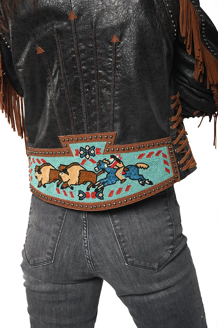 Double D Ranchwear Buffalo Chase Biker Jacket