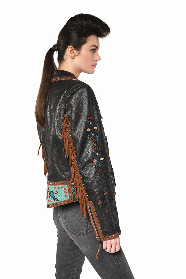 Double D Ranchwear Buffalo Chase Biker Jacket