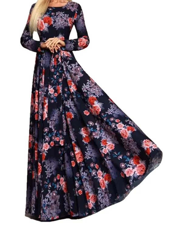 Elegant Robe Long Sleeve Printed Sexy Slim Party Dress For Women