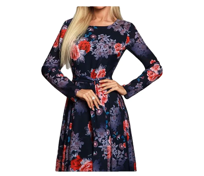 Elegant Robe Long Sleeve Printed Sexy Slim Party Dress For Women