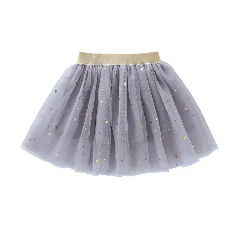 Fashion Kids Mesh Miniskirts Girls Princess Stars Glitter Dance Ballet Tutu Brand Sequin Party Girl Skirt Elastic