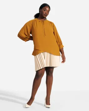 Fatima Tie Neck Peasant Blouse | Mustard