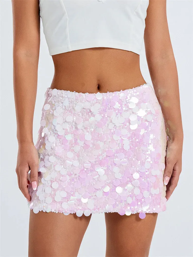 JuliaFashion - Sexy Sparkle Sequined Summer Party Clubwear Glitter Bodycon Short Mini Pencil Streetwear Skirts