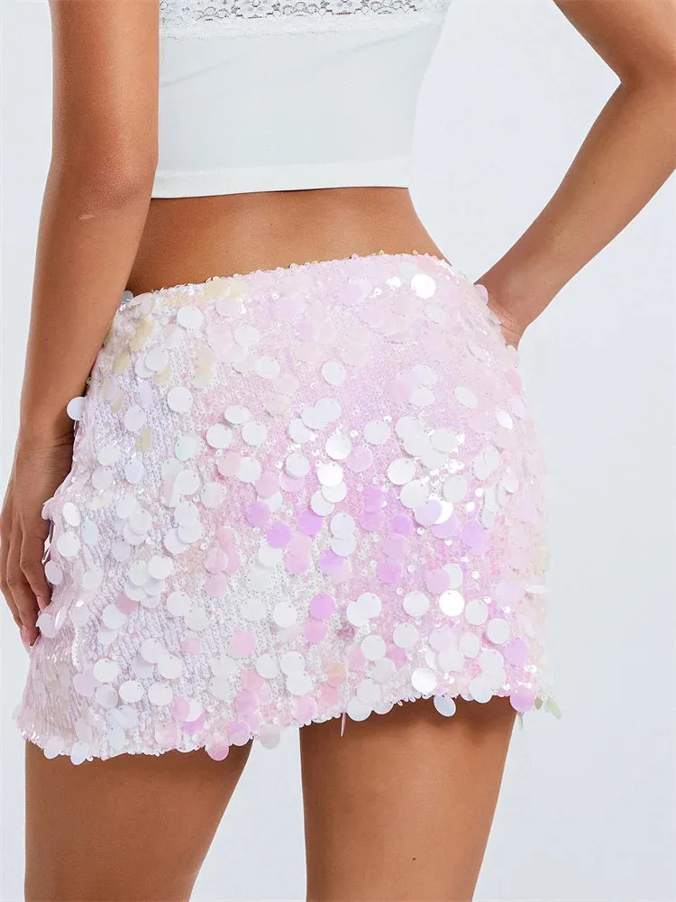 JuliaFashion - Sexy Sparkle Sequined Summer Party Clubwear Glitter Bodycon Short Mini Pencil Streetwear Skirts