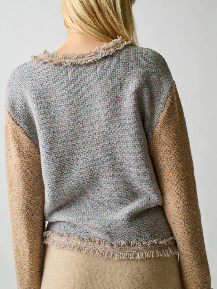 Lingua Franca - Onassis Knit Tweed Jacket (Granola)