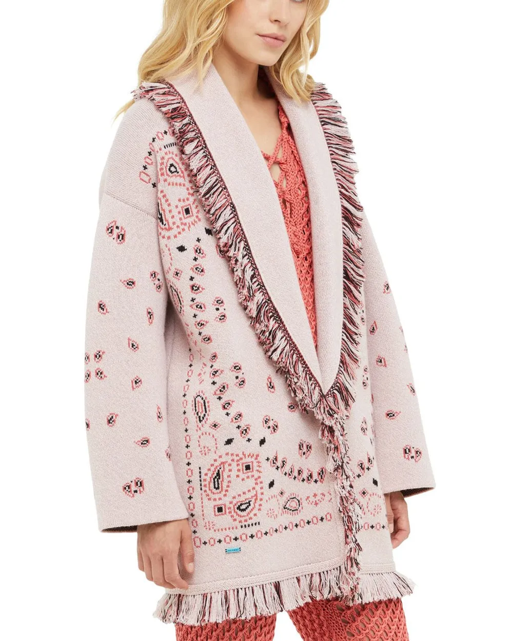 Lotus Pink Bandana Jacquard Cardigan