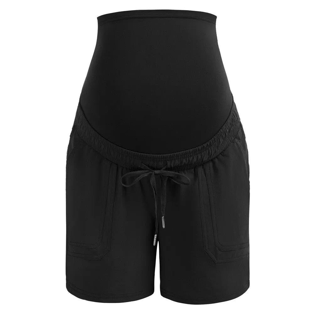 Maacie Maternity Black Quick Dry Waterproof 5" Workout Hiking Sports Shorts Outdoor Casual