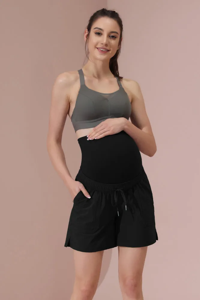 Maacie Maternity Black Quick Dry Waterproof 5" Workout Hiking Sports Shorts Outdoor Casual