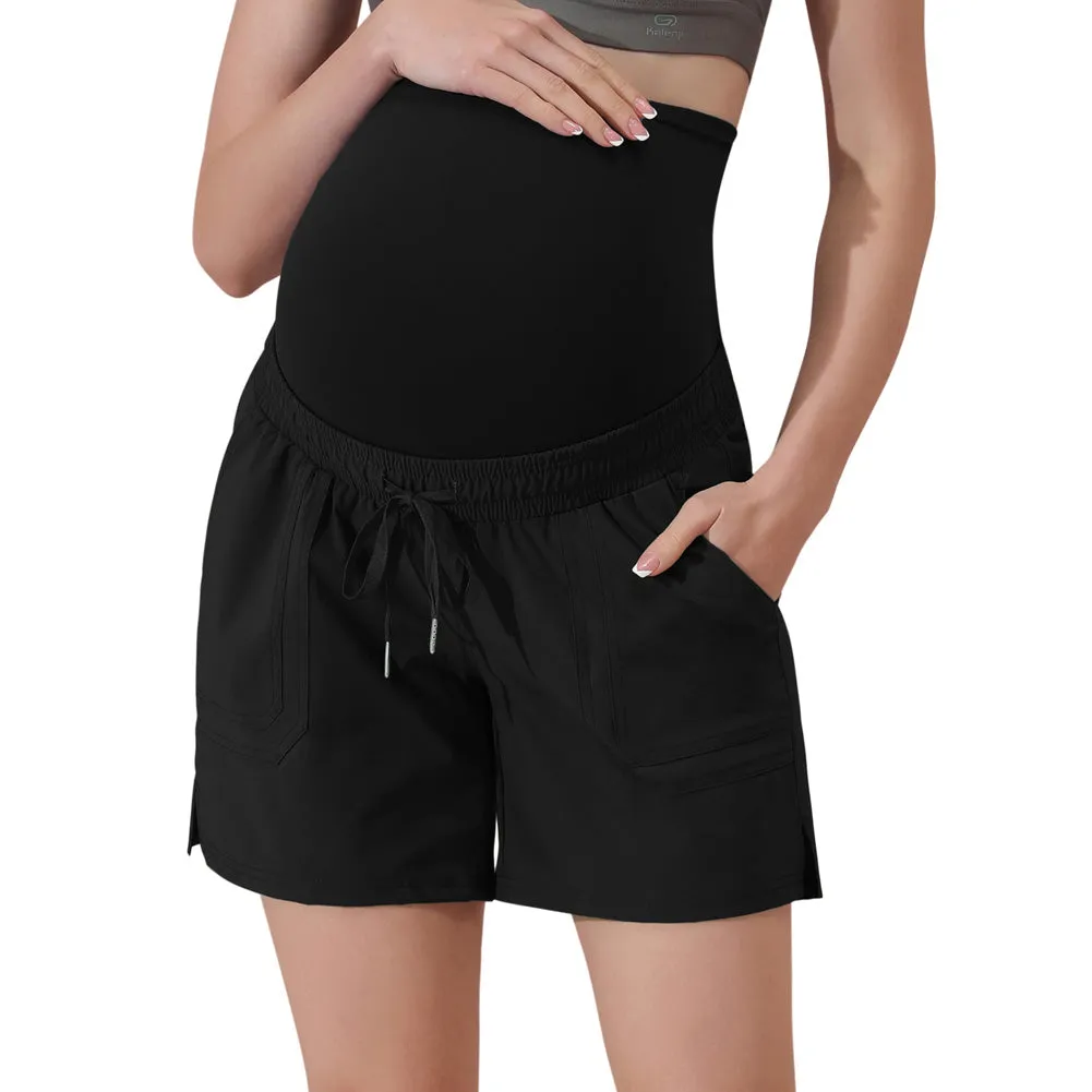 Maacie Maternity Black Quick Dry Waterproof 5" Workout Hiking Sports Shorts Outdoor Casual