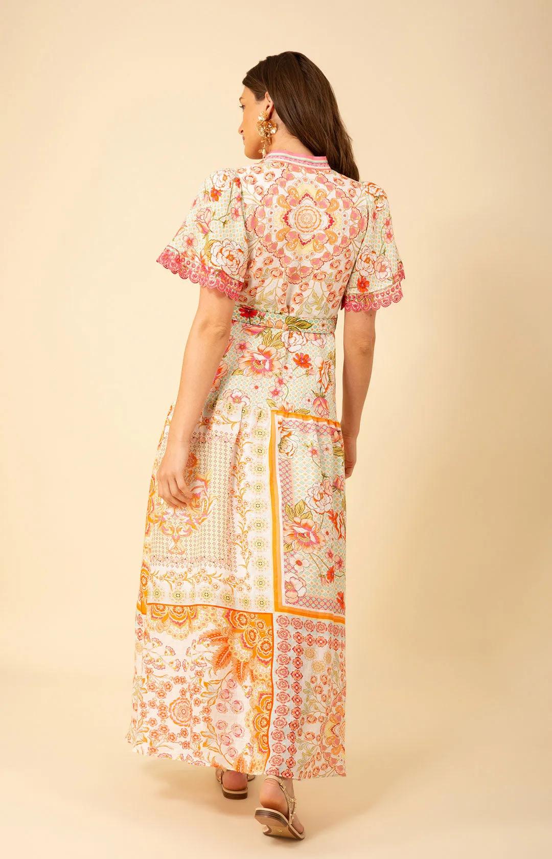 Maggie Belted Linen Maxi Dress