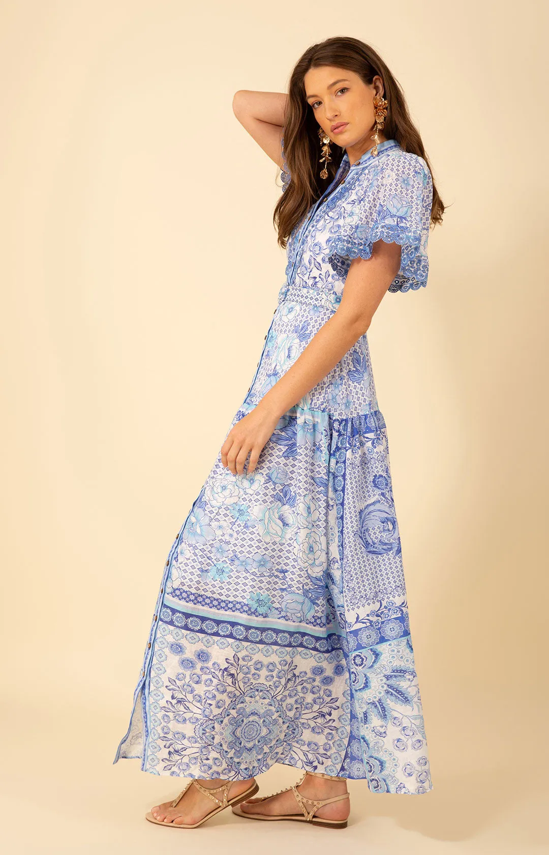 Maggie Belted Linen Maxi Dress