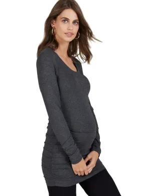 Maternity Layering Scoop Top - Grey