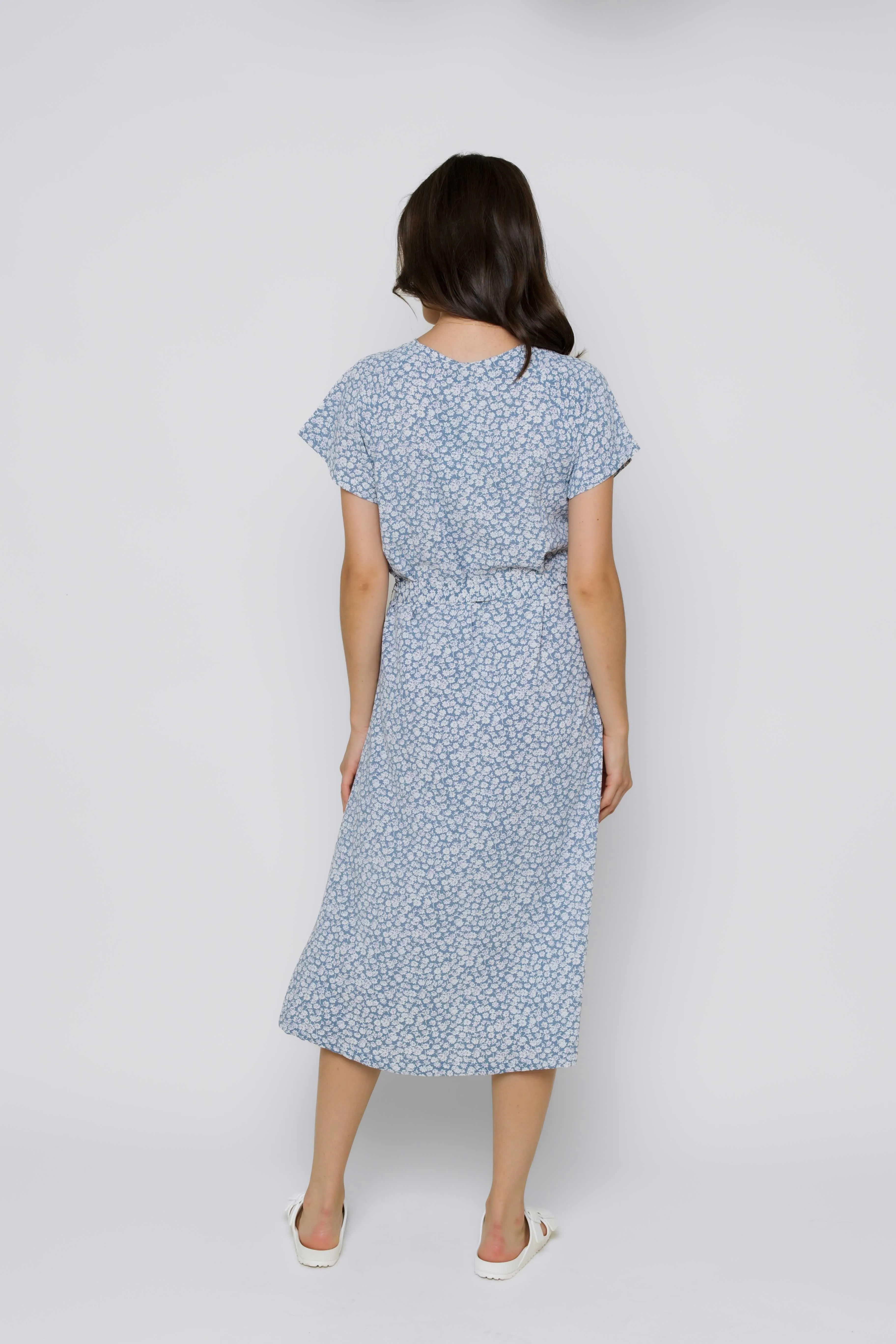 Melanie-Button Front Midi Dress