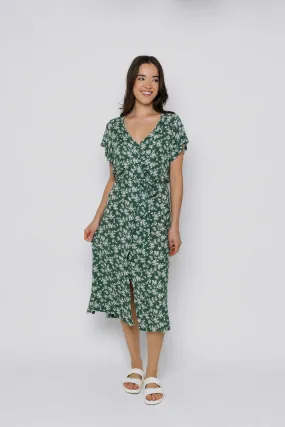 Melanie-Button Front Midi Dress