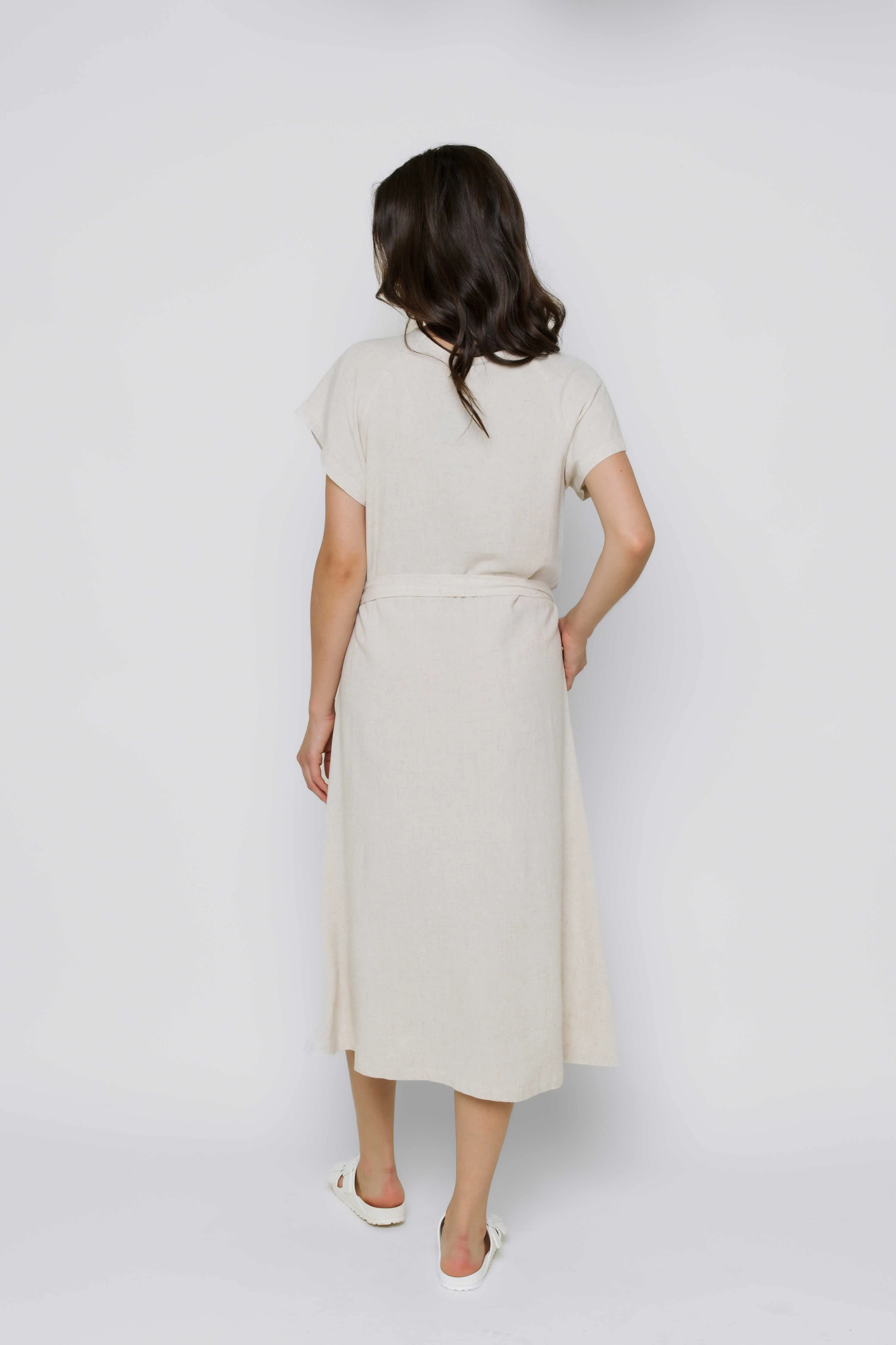 Melanie-Button Front Midi Dress