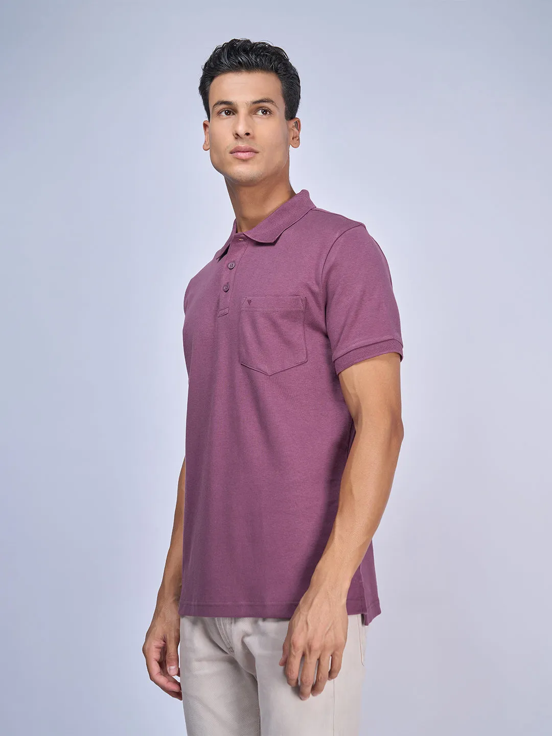 Mens Liquid Polo T-Shirt with Pocket Heather Rose