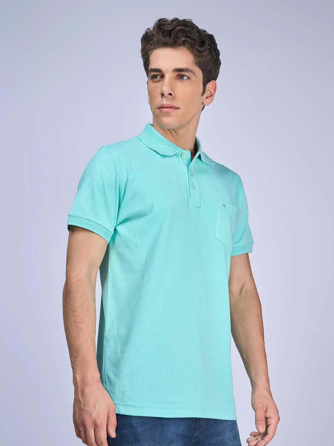 Mens Liquid Polo T-Shirt with Pocket Tshirt Ice Green