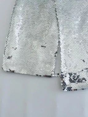 New fashion hot girl silver sequined high waist skirt with slits on both sides