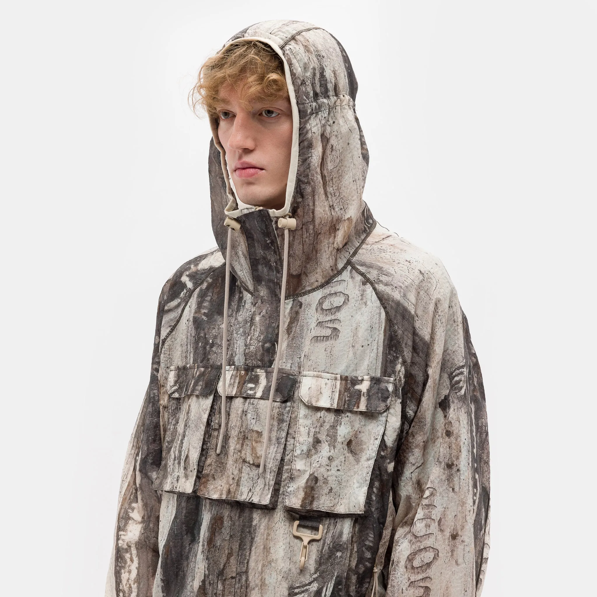 Packable Nylon Anorak in Tree Bark Camo