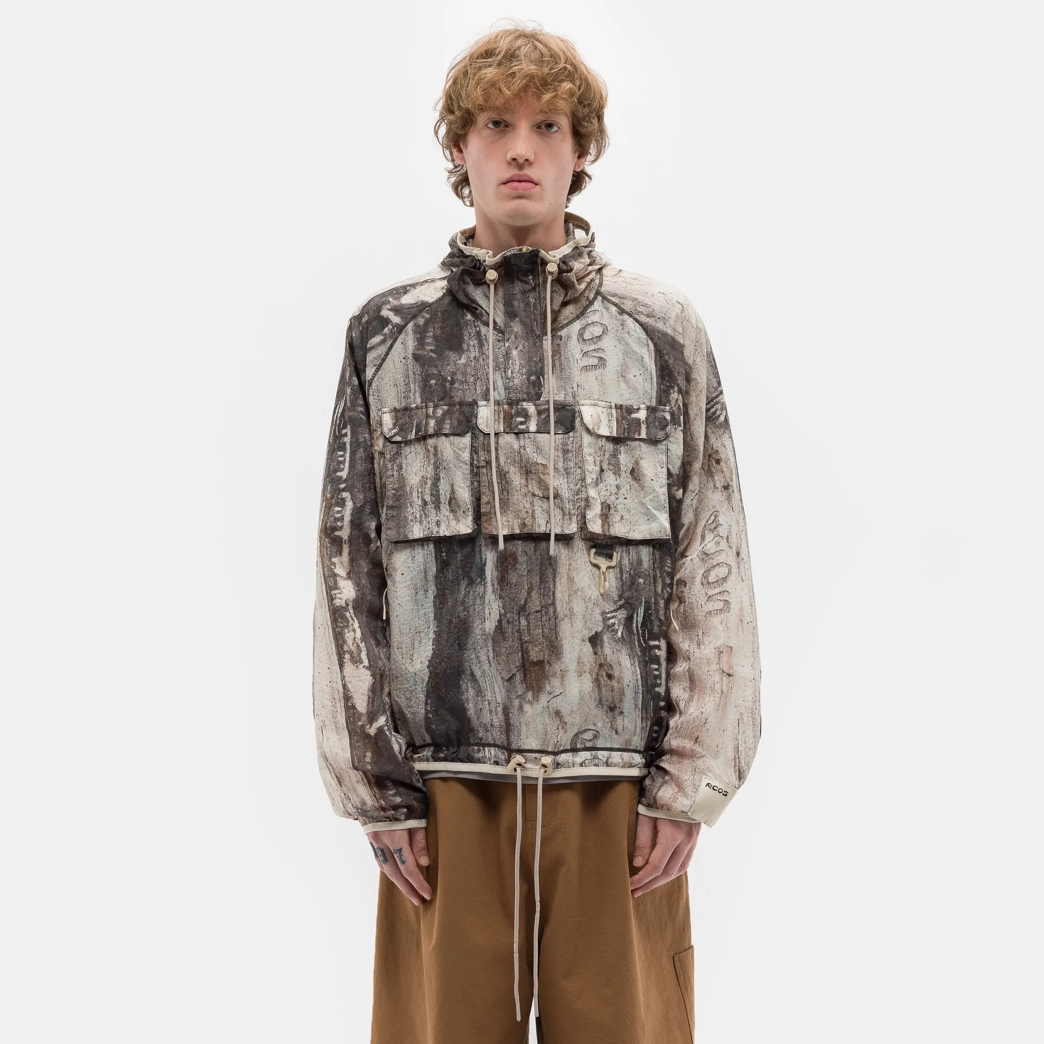 Packable Nylon Anorak in Tree Bark Camo