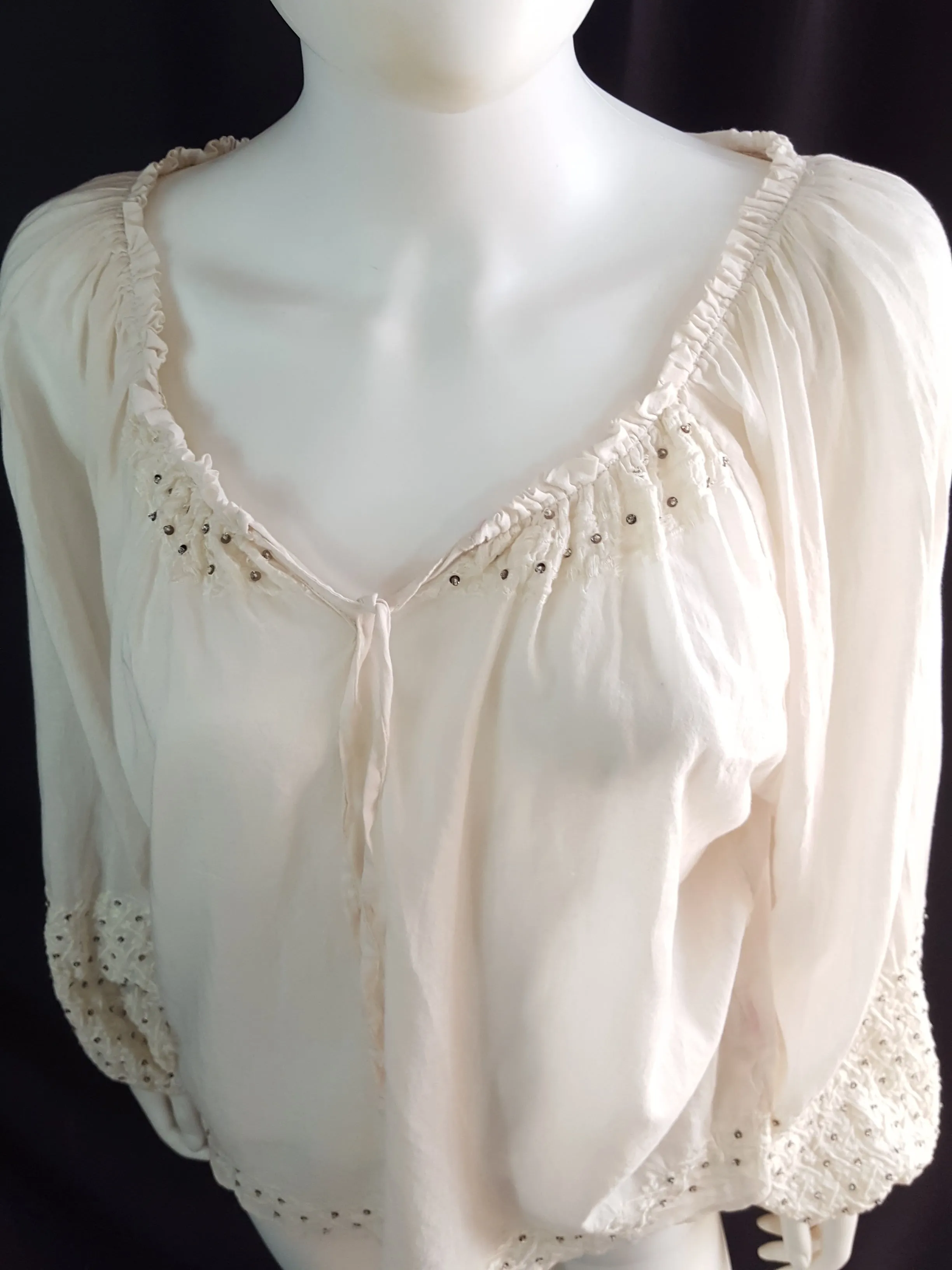 Parker Cotton Embroidered Peasant Blouse sz. S