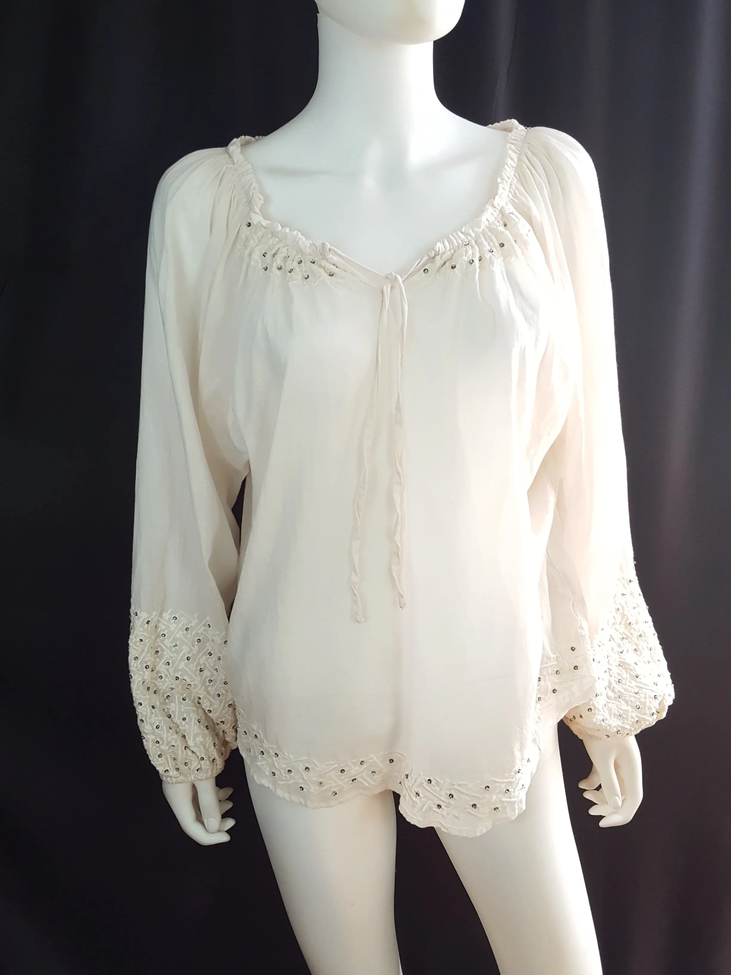 Parker Cotton Embroidered Peasant Blouse sz. S