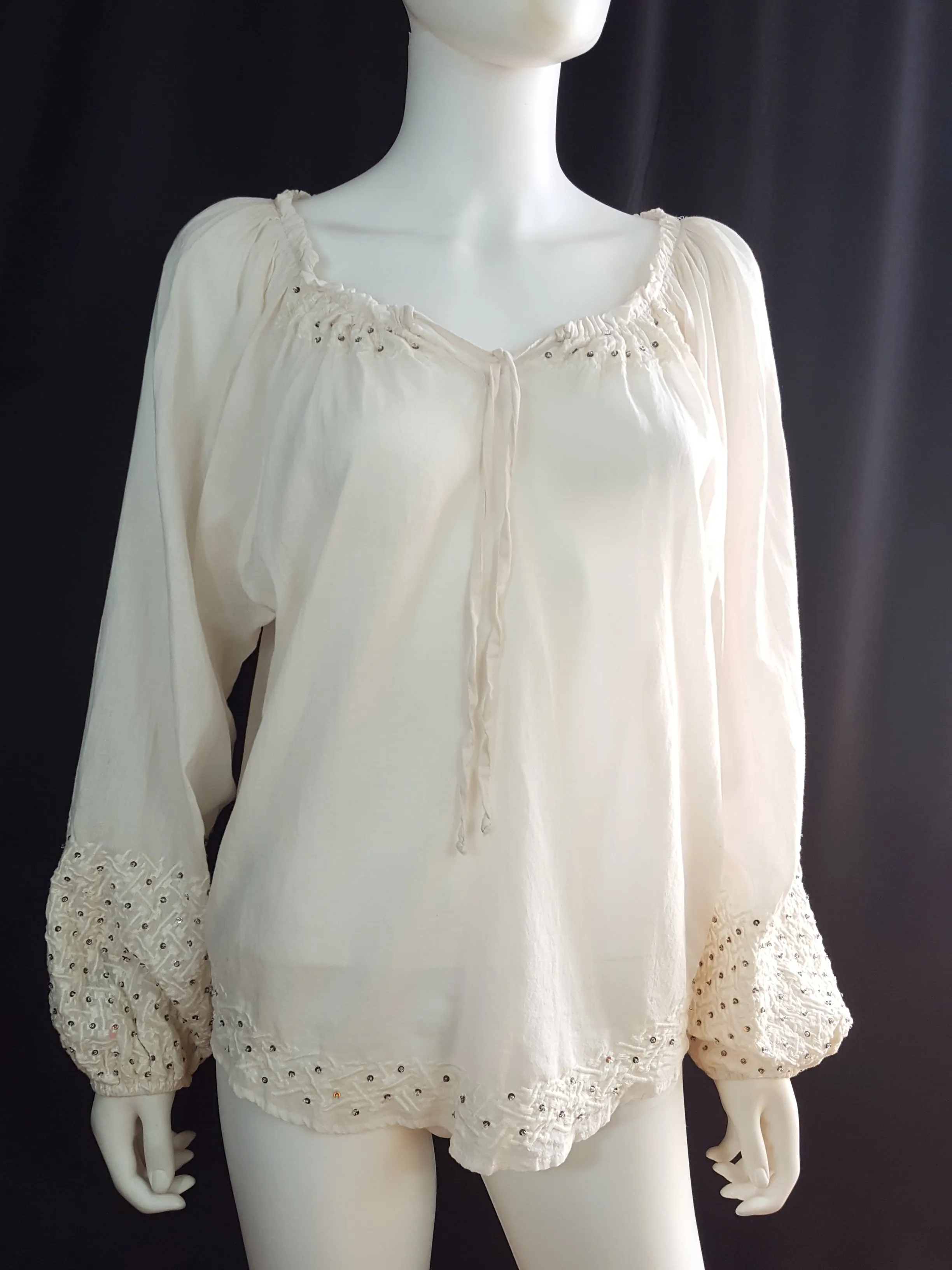 Parker Cotton Embroidered Peasant Blouse sz. S