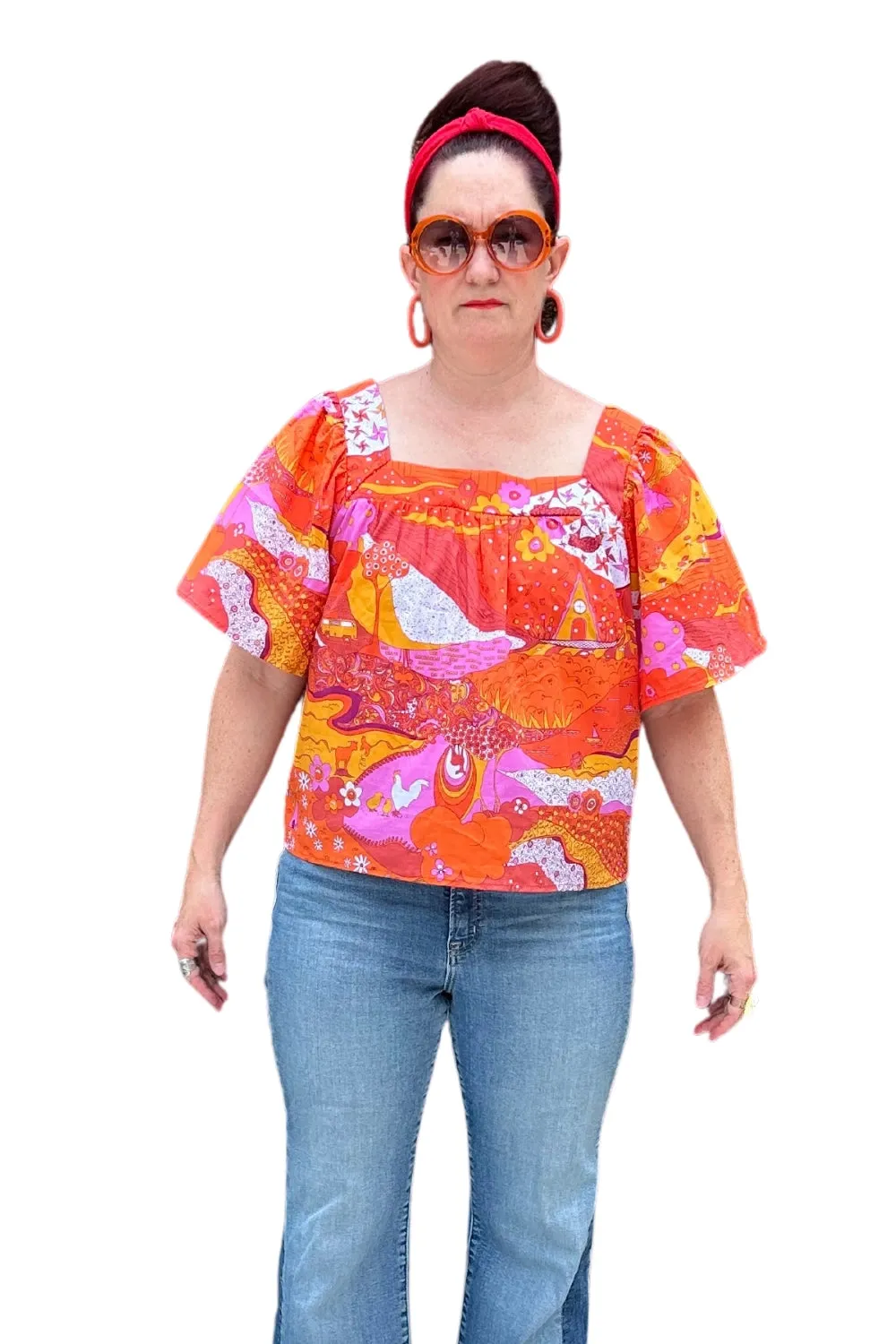 Peasant Top in Hot Tones