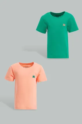 Pink And Green T-Shirt For Baby Boys (Pack of 2)