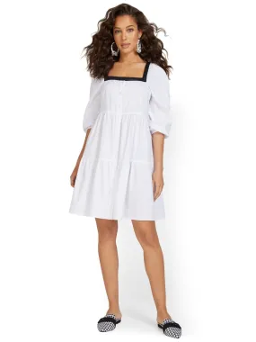 Poplin Button-Front Dress