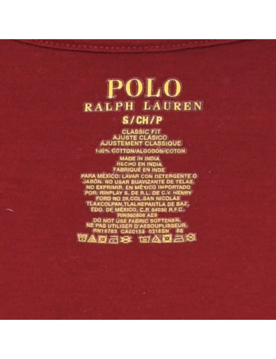 Ralph Lauren Maroon Plain T-shirt - S