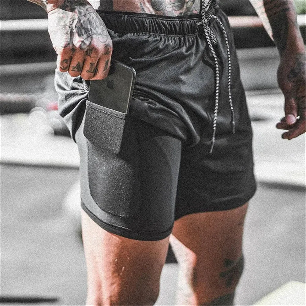 Secure Pocket Shorts -2-in-1 Training Quick Dry and Beach Short Pants