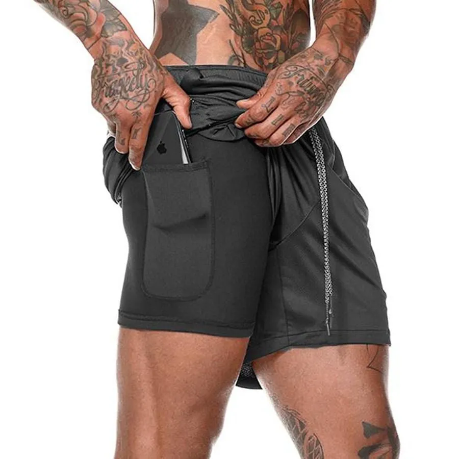 Secure Pocket Shorts -2-in-1 Training Quick Dry and Beach Short Pants